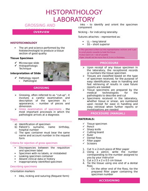 Trans Midterm histopathologic techniques - LABORATORY GROSSING AND ...