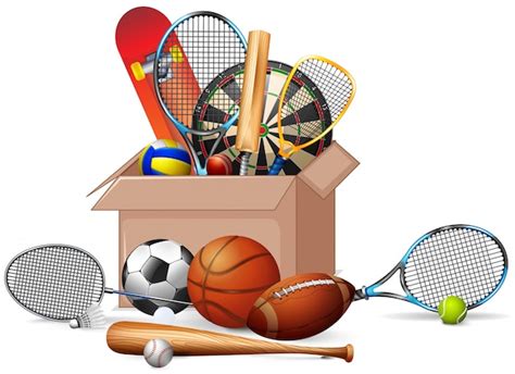 Download Free Premium Vector Template: Box full of Sport Equipments ...