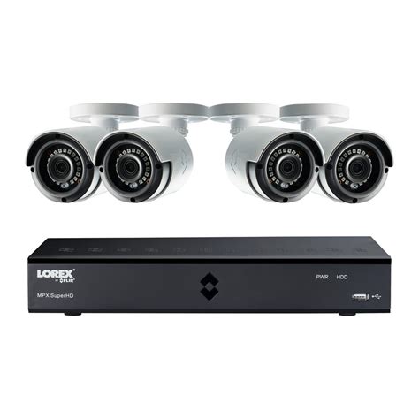 Lorex 8-Channel SuperHD 4MP 1TB HDD Surveillance DVR System with 4-Indoor/Outdoor Wired Cameras ...