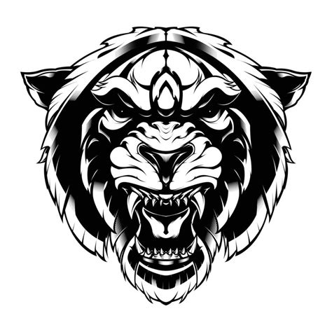 The Wandering Tiger Black and White Vector 11481323 Vector Art at Vecteezy