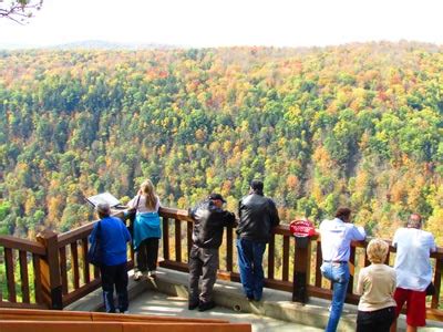 Visitors enjoy beautiful views of the PA Grand Canyon from Leonard ...