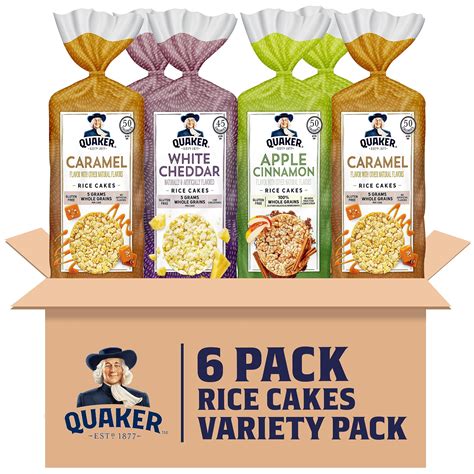 Quaker Large Rice Cakes, Gluten Free, 3 Flavor Variety Pack, 6 Count ...