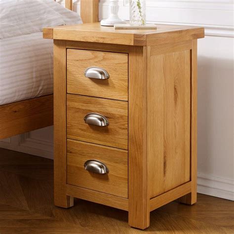 Woburn Oak Wooden 3 Drawer Large Bedside Table