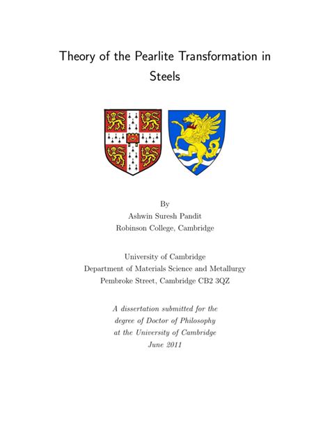 Theory of the Pearlite Transformation in Steels