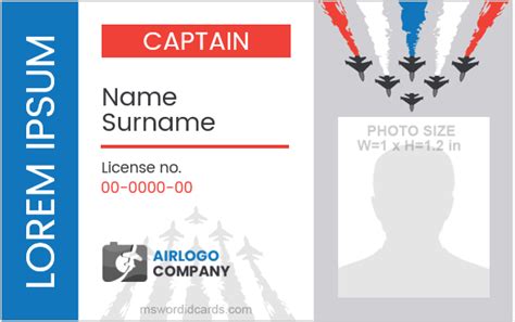 5 Best Pilot ID Card Sample Templates | Download Edit Print