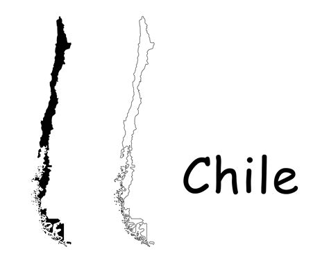 Map of Chile Chilean Map Black and White Detailed Solid | Etsy