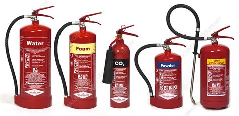 Fire extinguisher types - Stock Image - C014/6960 - Science Photo Library