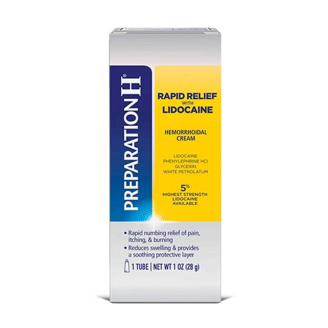 PREPARATION H Rapid Relief with Lidocaine Hemorrhoid Symptom Treatment Cream, Numbing Relief for ...