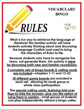 Rules vocabulary bingo by LEARNING FUN | TPT