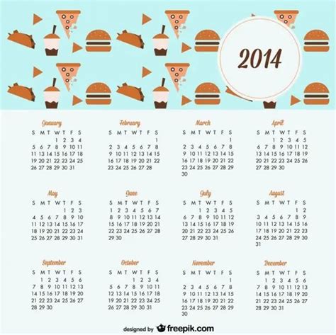 2014 Calendar Template Vector Free