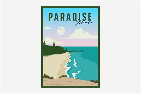 Beach Vintage Vector Illustration Poster Graphic by PyruosID · Creative ...