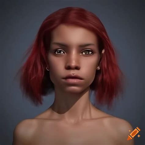 Illustration of a maroon-haired humanoid alien girl on Craiyon