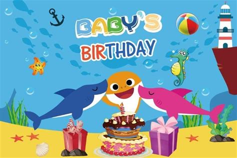 Baby Shark Photo Background | Shark birthday party, 1st birthday parties, Shark birthday