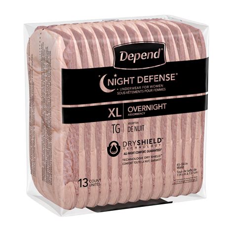 Depend Night Defense Women's Overnight Adult Incontinence Underwear, XL, Light Pink, 26ct ...