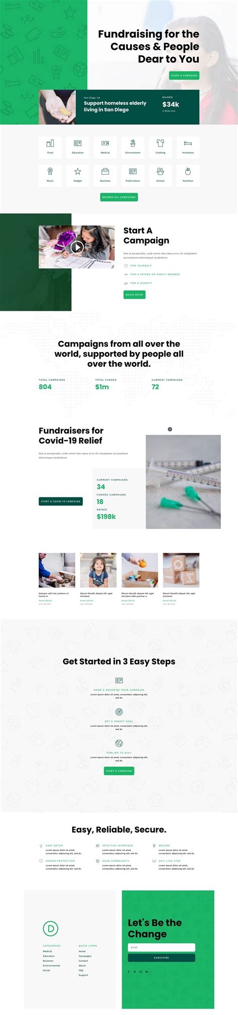 Get a FREE Crowdfunding Layout Pack for Divi