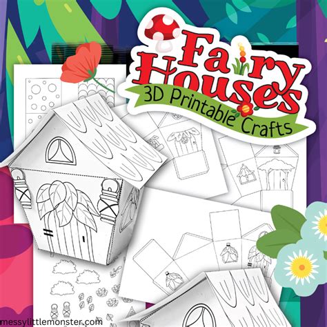 Paper Fairy House Template - 3D Craft – Messy Little Monster Shop