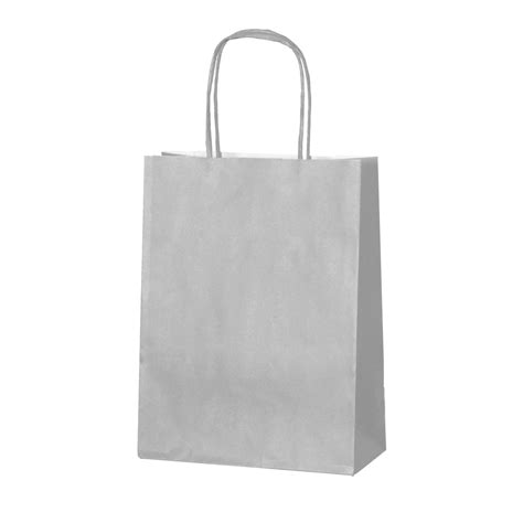 Silver / Light Grey Twist Handle Paper Party Bags - Size Small 18 x 8 x 22cms - The Paper Bag Store