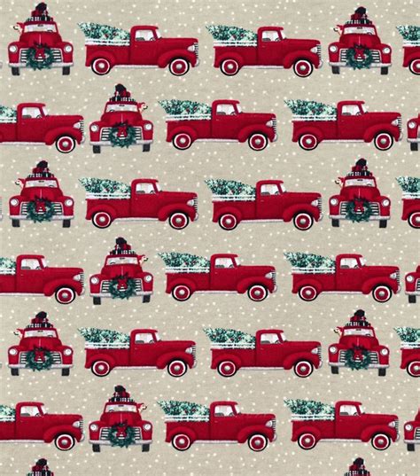 Red Truck Fabric Christmas Truck Fabric Christmas Flannel - Etsy