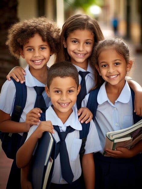 Premium Photo | A group of children wearing school uniforms with the ...