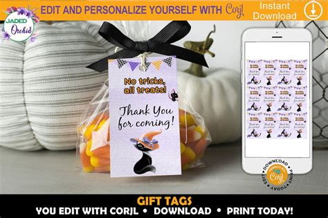 Halloween Gift Tags, Halloween Thank You Tags, Halloween Thank You Gift ...