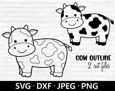 Cow Outline SVG Baby Cow SVG Cow Svg Cow Clipart Cow - Etsy