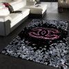 Chanel Logo Black And White Living Room Area Carpet Living Room Rugs ...