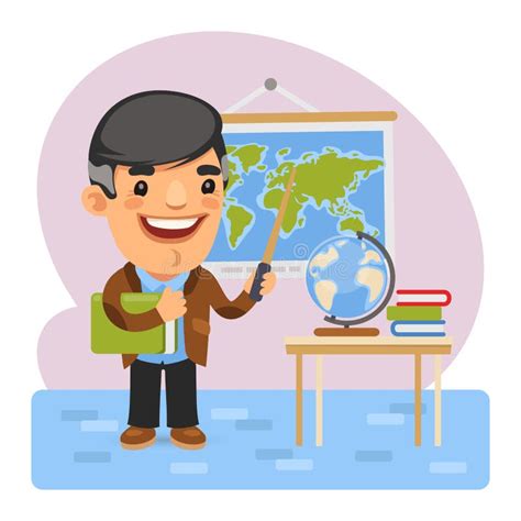 Cartoon Geography Teacher stock vector. Illustration of desk - 184037484