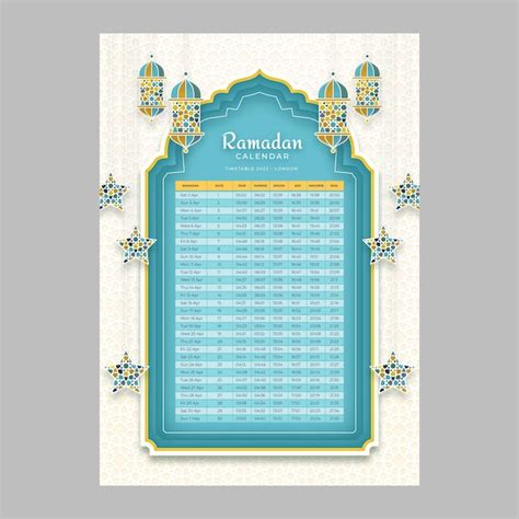 Free Vector | Paper style ramadan calendar template