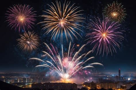 Premium AI Image | Powerful fireworks explosion in night