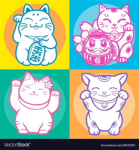 Lucky cat maneki neko japan Royalty Free Vector Image