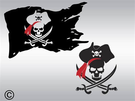 pirate skull flag SVG Clipart Cut Files Silhouette Cameo Svg