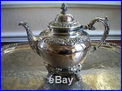 1847 Rogers Bros COFFEE TEA service SET Silverplate HERITAGE Pot Teapot ...