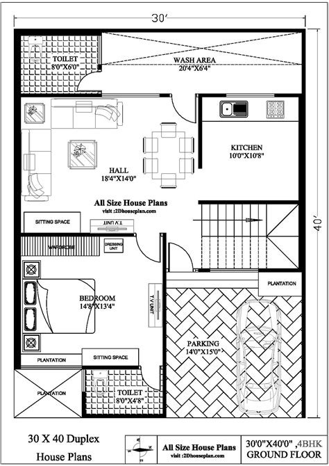 30x40 Duplex House Plans | Best 3 Bhk Duplex House Plan