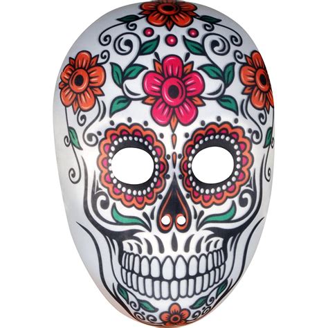 Star Power Women Day of the Dead Sugar Skull Face Mask, White Multi, One-Size - My Sugar Skulls