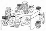 Coloring Book page For Adult And Children Set Of Glass Jars With Jam  sketch template