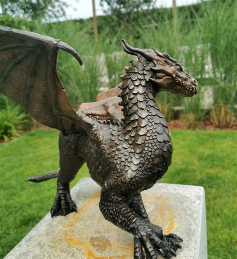 Bronze dragon Bronze garden art fantasy art garden | Etsy