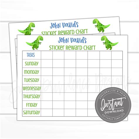 Editable Kids Sticker Reward Chart – Sweet Providence Designs