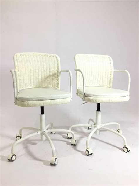 PYF-0458--PVC Cane White Revolving Chair With Cushion (h40"Xw20"Xd16") | Revolving chair, Chair ...