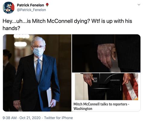 Hey...uh...is Mitch McConnell dying? Wtf is up with his hands? | Mitch ...