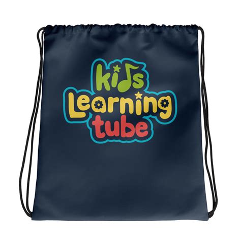 Kids Learning Tube Logo Drawstring Bag (Navy)