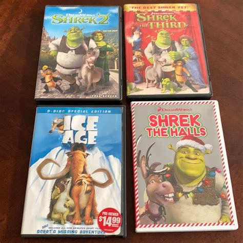 Media | 3 Dreamworks Shrek Dvd Movies And Ice Age Family Movies | Poshmark