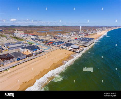 Salisbury Beach aerial view including Broadway and Boardwalk in town of ...