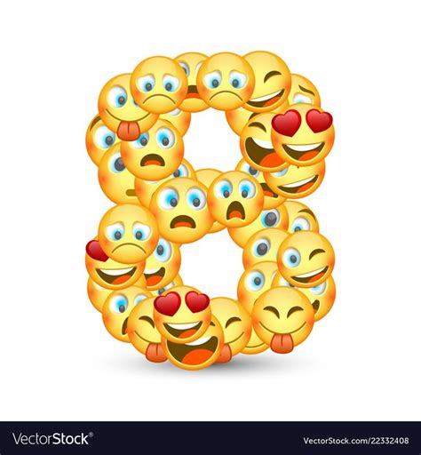 A set of emoticons shaped as eight number Vector Image | Number vector ...