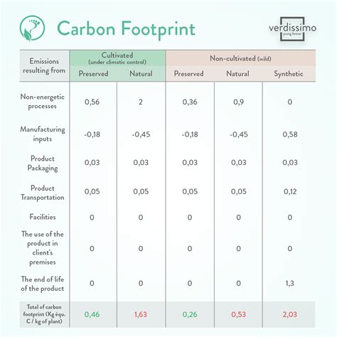 Carbon footprint levels in preserved plants - Verdissimo