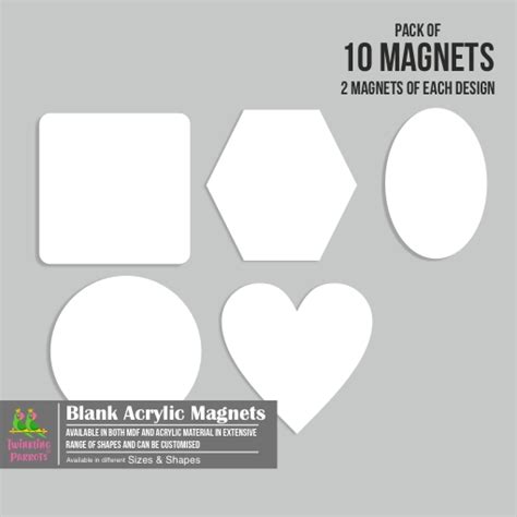 Basic Shapes Fridge Magnets | Set of 10 | Magnetic Artboards | Acrylic | DIY4U