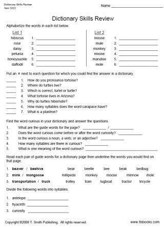 5 Dictionary Entry Worksheets / worksheeto.com