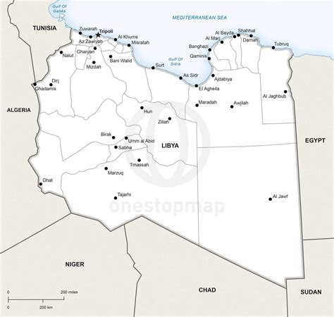 Vector Map of Libya political | One Stop Map