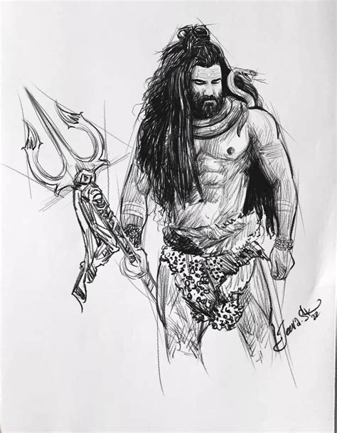 Angry Lord Shiva Pencil Sketch