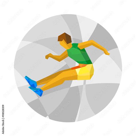 Long Jumping athlete with abstract patterns. Flat athlete icon. Sport ...