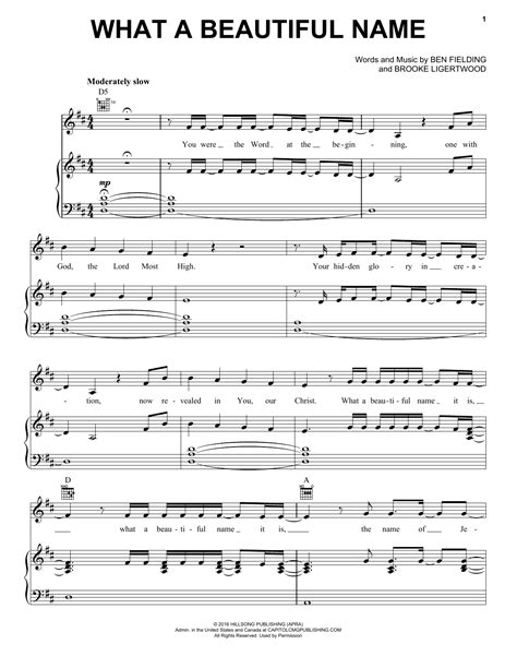 Hillsong Worship What A Beautiful Name Sheet Music, Notes & Chords | Sheet music, Piano sheet ...